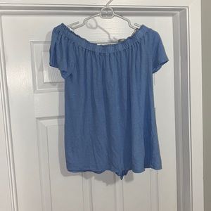 Cute Blue Off-The-Shoulder T
